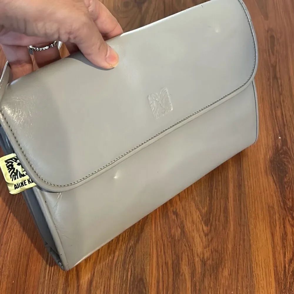 NWT Anne Klein vintage gray leather Crossbody bag handbag